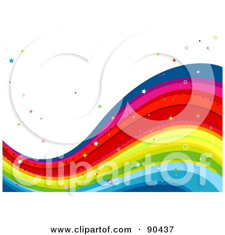 Royalty-Free (RF) Clipart Illustration of a Magical Rainbow Wave Background With White Space by BNP Design Studio