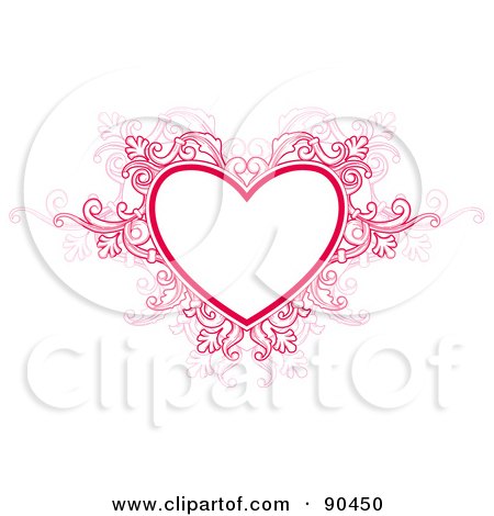 Royalty-Free (RF) Clipart Illustration of a Pink Floral Heart Frame With Text Space by BNP Design Studio