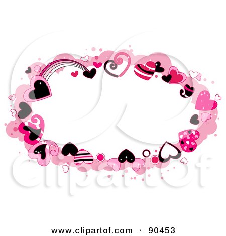 Royalty-Free (RF) Clipart Illustration of a Pink Cloud Of Hearts Around Text Space by BNP Design Studio