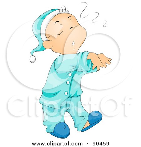Royalty-Free (RF) Clipart Illustration of a Little Boy In His Pajamas, Walking In His Sleep by BNP Design Studio