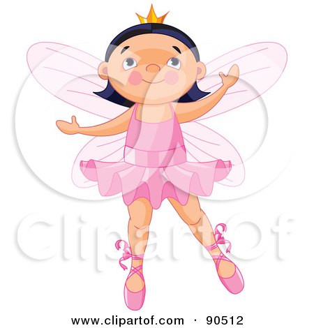 Royalty-Free (RF) Clipart Illustration of a Cute Black Haired Ballerina Fairy Dancing by Pushkin
