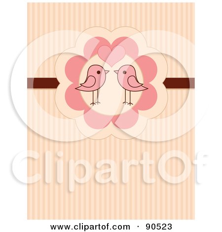 Royalty-Free (RF) Clipart Illustration of a Scene Of Birds And A Heart Over Stripes by Pushkin