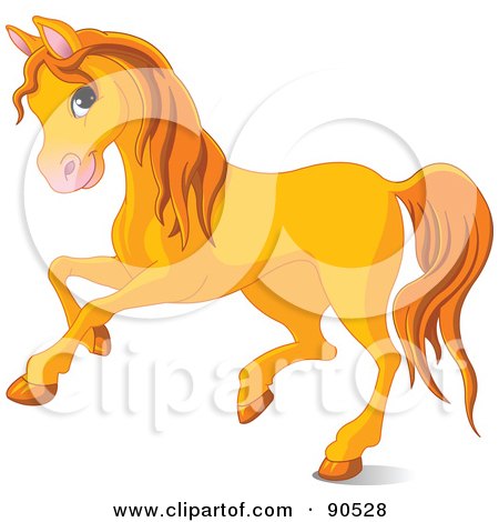 Royalty-Free (RF) Clipart Illustration of a Cute Orange Horse Running by Pushkin