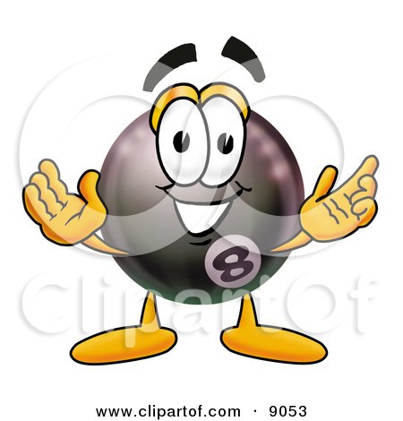 Clipart Picture of an Eight Ball Mascot Cartoon Character With Welcoming Open Arms by Toons4Biz