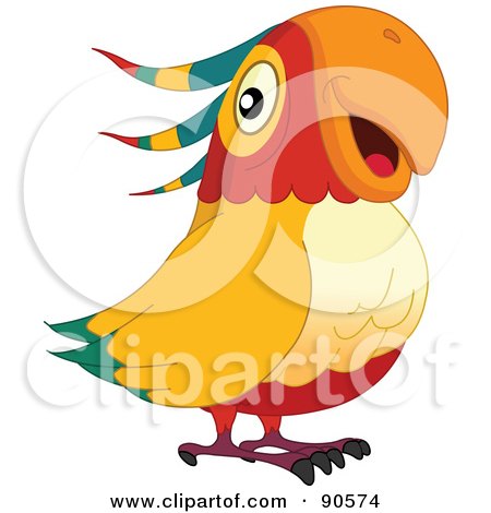 Royalty-Free (RF) Clipart Illustration of a Cute Parrot With An Orange Beak by yayayoyo