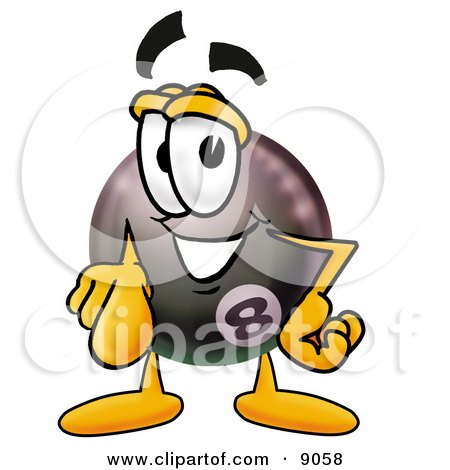 Clipart Picture of an Eight Ball Mascot Cartoon Character Pointing at the Viewer by Mascot Junction