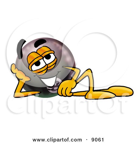 Clipart Picture of an Eight Ball Mascot Cartoon Character Resting His Head on His Hand by Mascot Junction