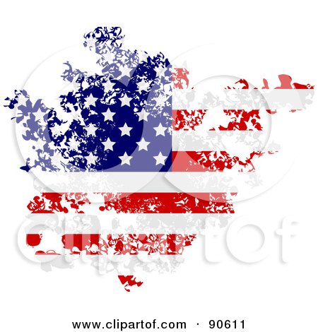 Royalty-Free (RF) Clipart Illustration of a Grungy Distressed American Flag by elaineitalia