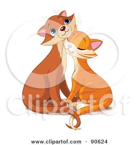 Royalty-Free (RF) Clipart Illustration of a Cute Orange Cat Pair Cuddling by Pushkin