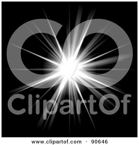 Royalty-Free (RF) Clipart Illustration of a Solar Burst Flare On Black - 6 by Arena Creative