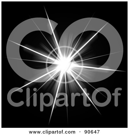 Royalty-Free (RF) Clipart Illustration of a Solar Burst Flare On Black - 7 by Arena Creative