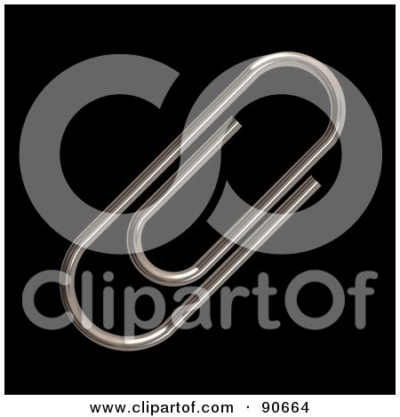 Royalty-Free (RF) Clipart Illustration of a Silver Paperclip Over Black by Arena Creative