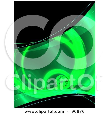 Royalty-Free (RF) Clipart Illustration of a Green Fractal Tunnel And Black Background by Arena Creative