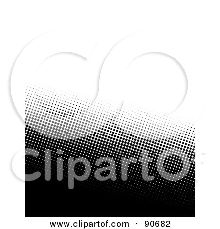 Royalty-Free (RF) Clipart Illustration of a Halftone Background With Black Dots On The Lower Half by Arena Creative