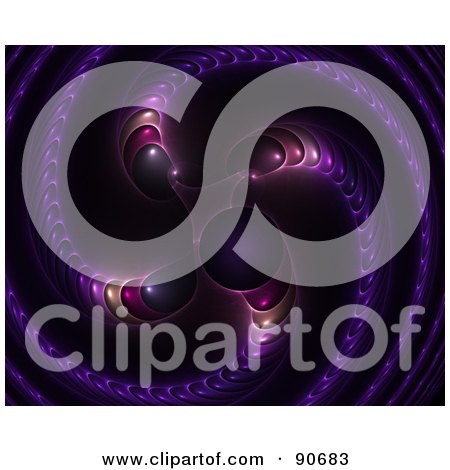 Royalty-Free (RF) Clipart Illustration of a Purple Fractal Spiral On Black by Arena Creative