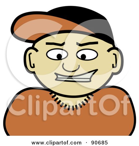 Royalty-Free (RF) Clipart Illustration of a Grinning Asian Man In A Baseball Cap by Arena Creative