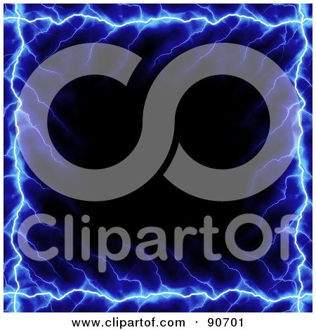 Royalty-Free (RF) Clipart Illustration of a Black Background With Blue Lightning Edges by Arena Creative