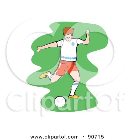 Royalty-Free (RF) Clipart Illustration of a Soccer Player Kicking On A Field - Version 1 by Prawny
