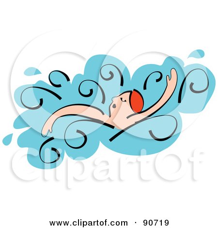 Royalty-Free (RF) Clipart Illustration of a Male Swimmer In Water by Prawny