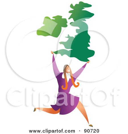 Royalty-Free (RF) Clipart Illustration of a Successful Businesswoman Carrying The United Kingdom by Prawny
