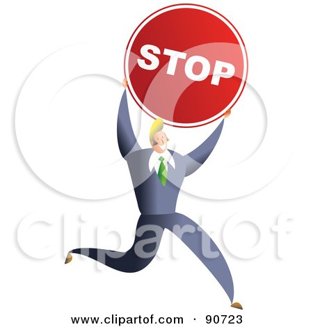 Royalty-Free (RF) Clipart Illustration of a Successful Businessman Carrying A Stop Sign by Prawny