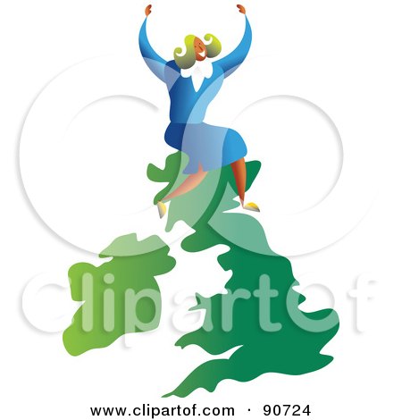 Royalty-Free (RF) Clipart Illustration of a Successful Businesswoman Sitting On The United Kingdom by Prawny