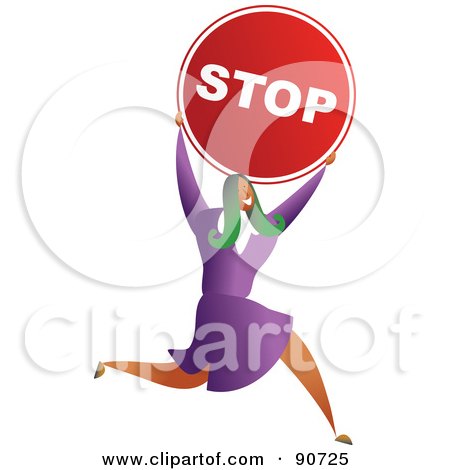 Royalty-Free (RF) Clipart Illustration of a Successful Businesswoman Carrying A Stop Sign by Prawny