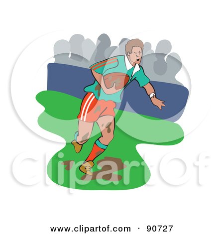 Royalty-Free (RF) Clipart Illustration of a Muddy Rugby Football Player - Version 3 by Prawny