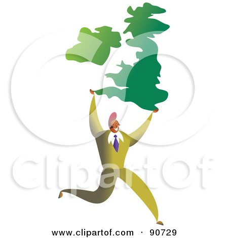 Royalty-Free (RF) Clipart Illustration of a Successful Businessman Carrying A Map Of The United Kingdom by Prawny