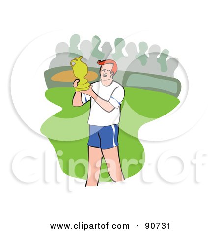Royalty-Free (RF) Clipart Illustration of a Successful Athlete Holding A Trophy by Prawny