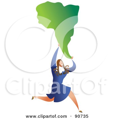 Royalty-Free (RF) Clipart Illustration of a Successful Businesswoman Carrying South America by Prawny