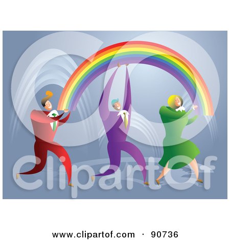 Royalty-Free (RF) Clipart Illustration of a Successful Business Team Carrying Rainbows by Prawny