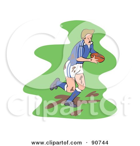 Royalty-Free (RF) Clipart Illustration of a Muddy Rugby Football Player - Version 1 by Prawny