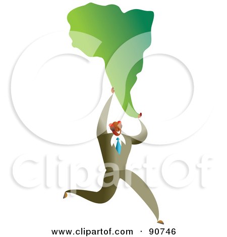 Royalty-Free (RF) Clipart Illustration of a Successful Businessman Carrying A Map Of South America by Prawny