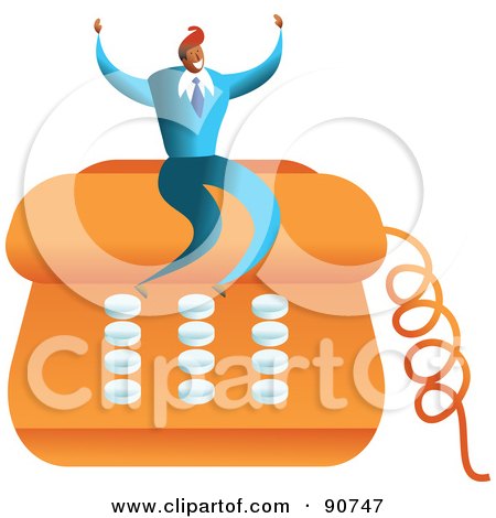 Royalty-Free (RF) Clipart Illustration of a Successful Businessman Sitting On A Phone by Prawny