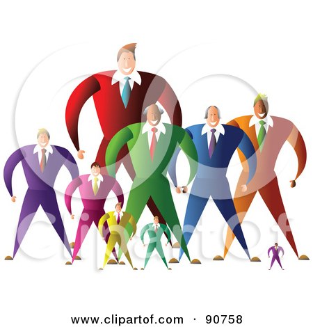 Royalty-Free (RF) Clipart Illustration of a Diverse Team Of Large And Small Businessmen by Prawny