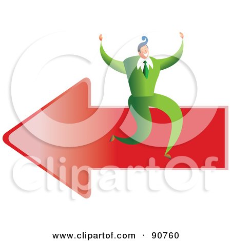 Royalty-Free (RF) Clipart Illustration of a Successful Businessman Sitting On An Arrow by Prawny