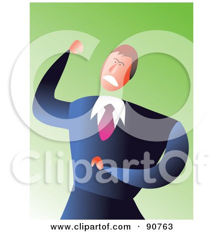 Royalty-Free (RF) Clipart Illustration of a Mad Caucasian Businessman Clenching His Fist by Prawny