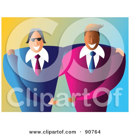 Royalty-Free (RF) Clipart Illustration of Two Happy Male Business Partners by Prawny