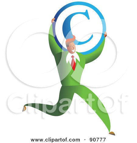 Royalty-Free (RF) Clipart Illustration of a Successful Businessman Carrying A Copyright Symbol by Prawny