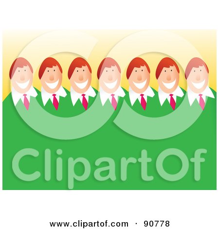 Royalty-Free (RF) Clipart Illustration of a Cloned Businessman Team by Prawny