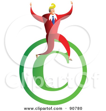 Royalty-Free (RF) Clipart Illustration of a Successful Businessman Sitting On A Copyright Symbol by Prawny
