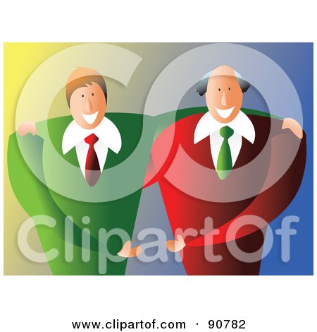 Royalty-Free (RF) Clipart Illustration of Two Friendly Businessmen Standing Side By Side by Prawny