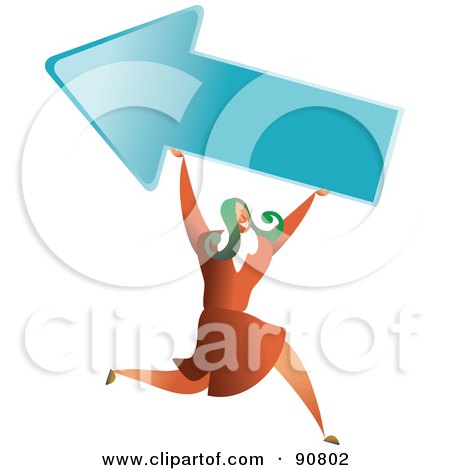 Royalty-Free (RF) Clipart Illustration of a Successful Businesswoman Carrying An Arrow by Prawny