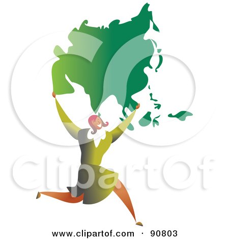 Royalty-Free (RF) Clipart Illustration of a Successful Businesswoman Carrying Asia by Prawny