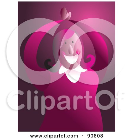 Royalty-Free (RF) Clipart Illustration of a Happy Pink Woman Clapping Her Hands by Prawny