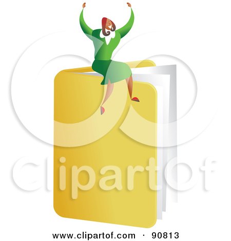 Royalty-Free (RF) Clipart Illustration of a Successful Businesswoman Sitting On A Folder by Prawny