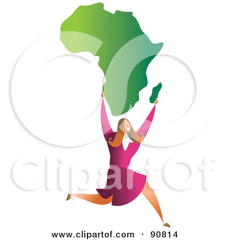 Royalty-Free (RF) Clipart Illustration of a Successful Businesswoman Carrying Africa by Prawny