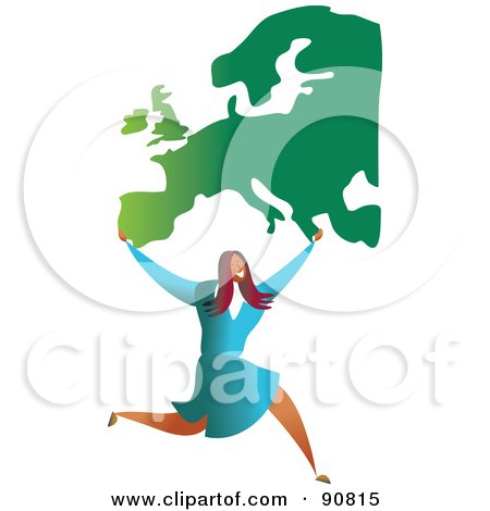 Royalty-Free (RF) Clipart Illustration of a Successful Businesswoman Carrying Europe by Prawny