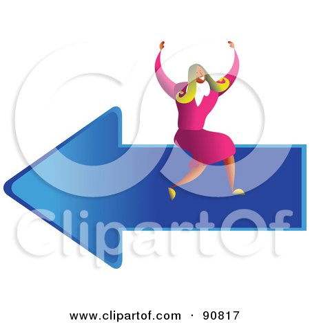 Royalty-Free (RF) Clipart Illustration of a Successful Businesswoman Sitting On An Arrow by Prawny